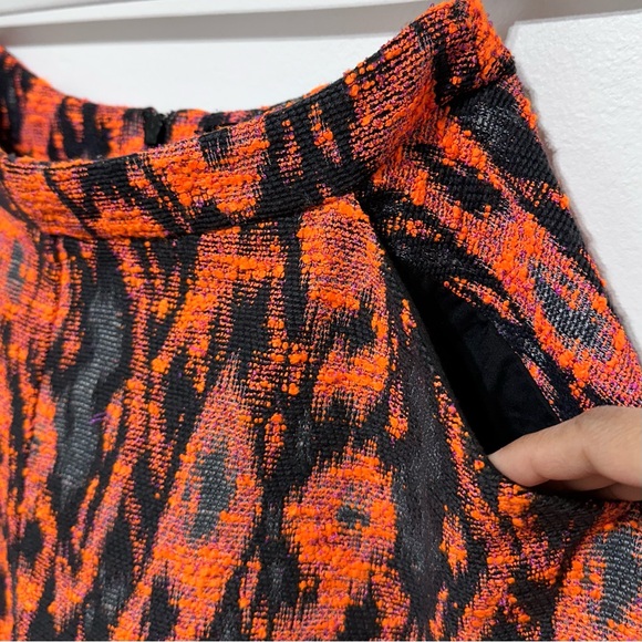 NWOT Topshop Orange Black Skater Skirt Size 6 - Picture 10 of 10